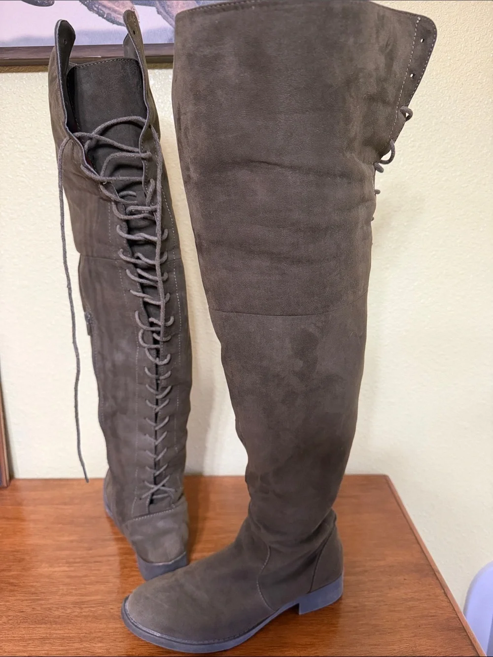 Women's Tall Over-the-Knee Suede Boots - Dark Green